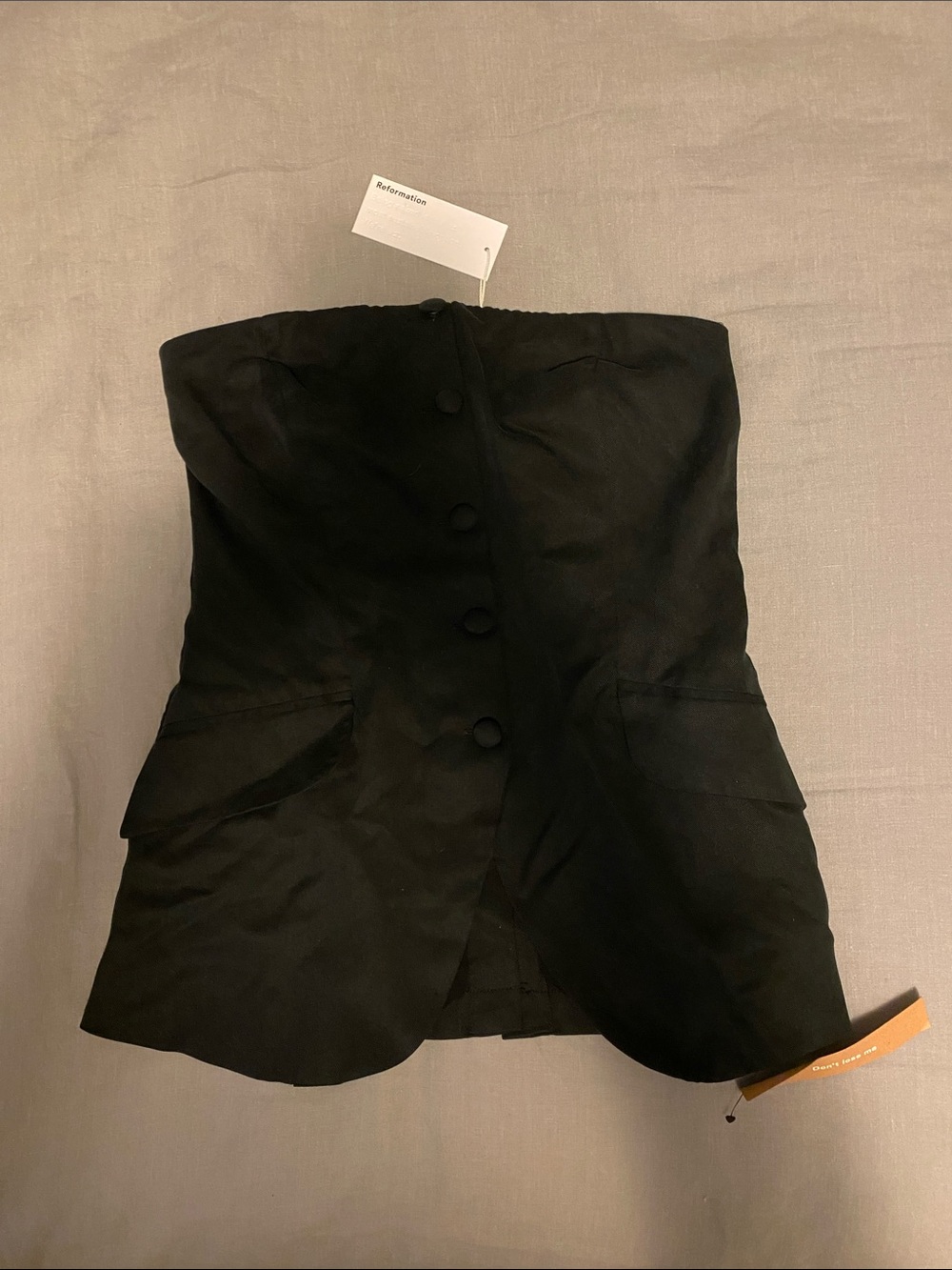 Reformation Tonya Strapless Black Top